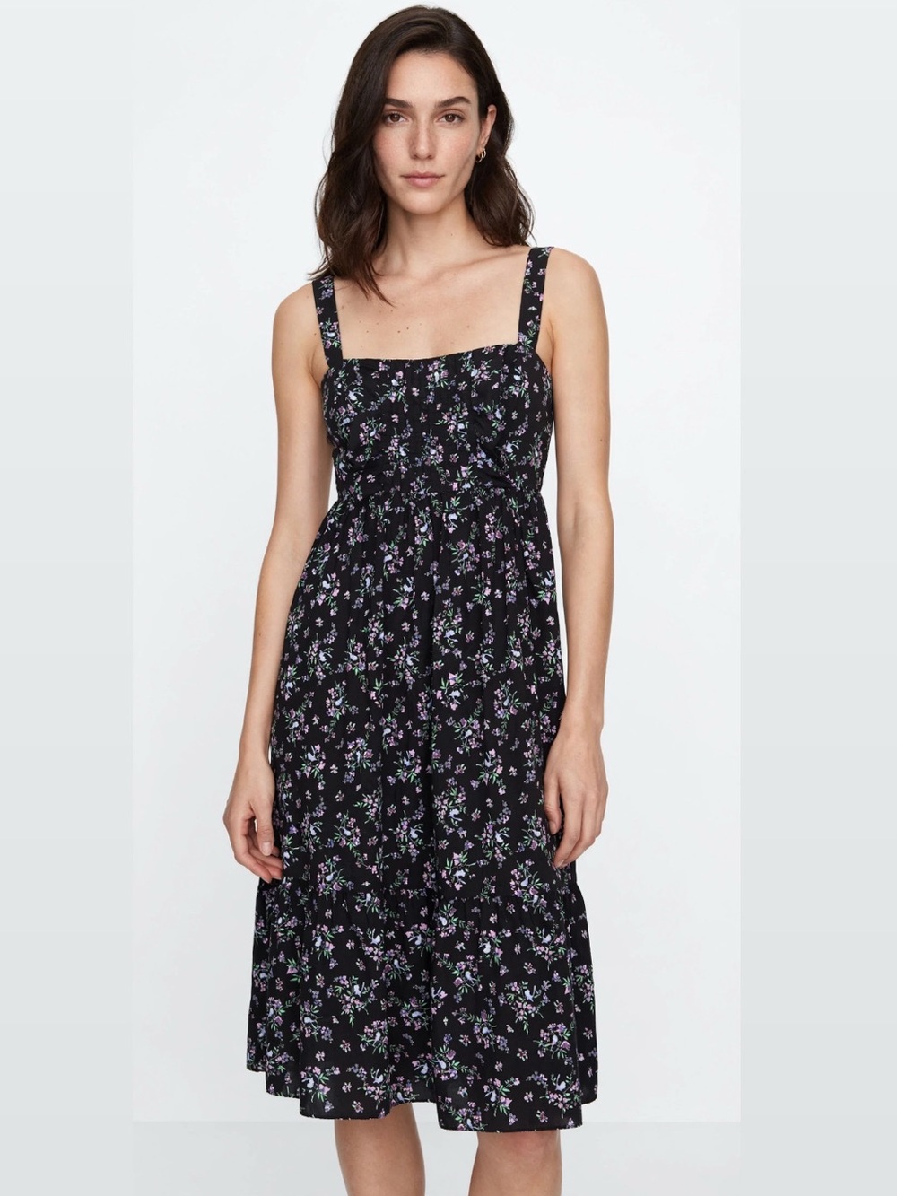 Zimmermann || Cotton Voile Midi Dress Floral Birds Black‎ 2